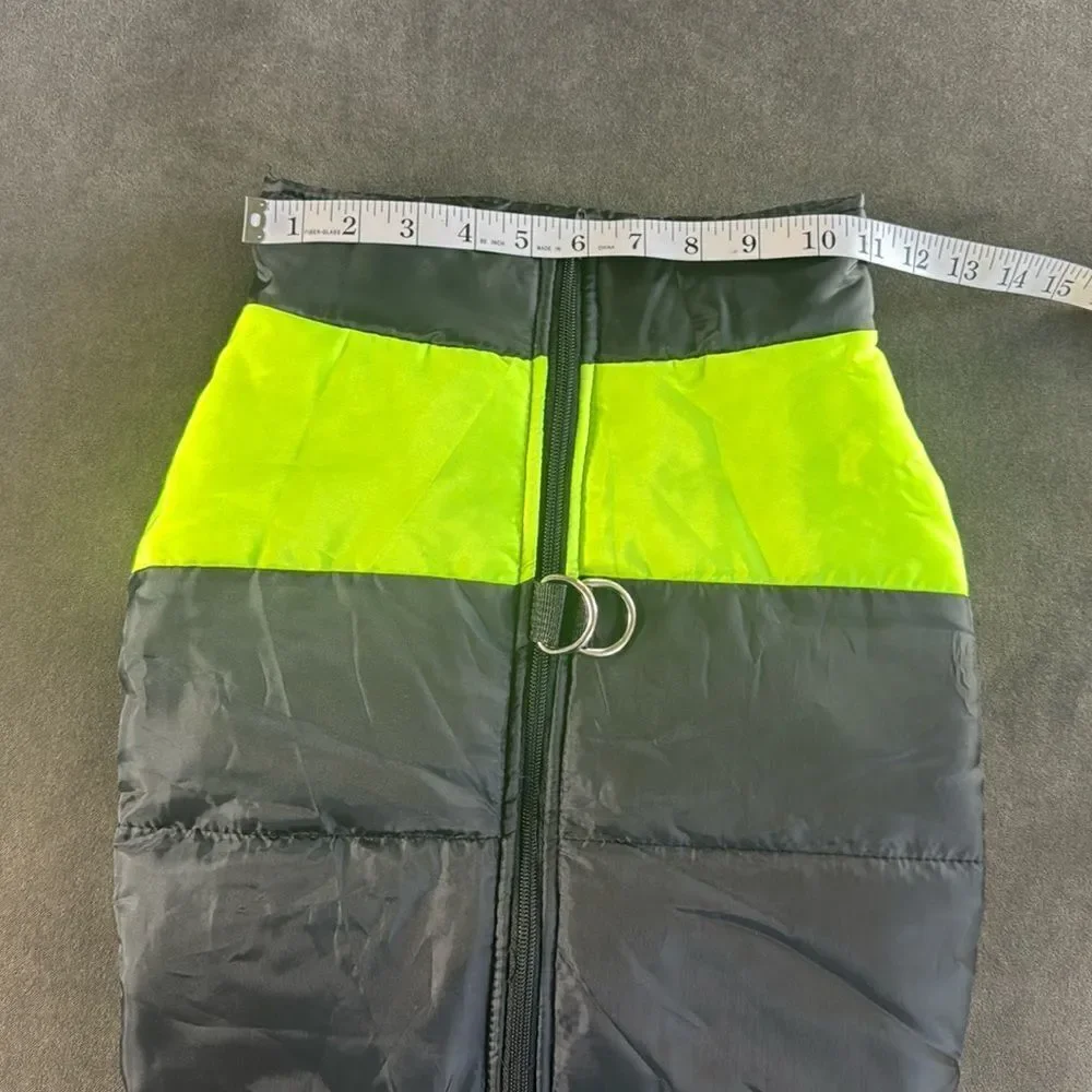 Dog Coat Black & Neon Yellow Zip Up No Pull Design D-Rings for Leash Size 5XL